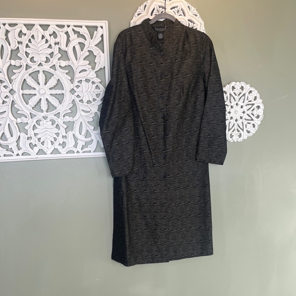 Dialogue Silk Tunic Jacket and Shell Lightweight Button Bronze Medium